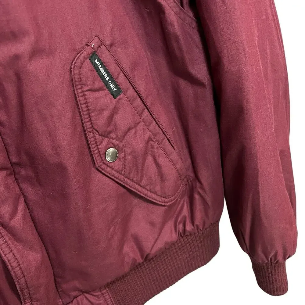 Members Only Jacket Mens Sz L Bomber Racer‎ Full Zip Pockets 80s Maroon Al Bundy